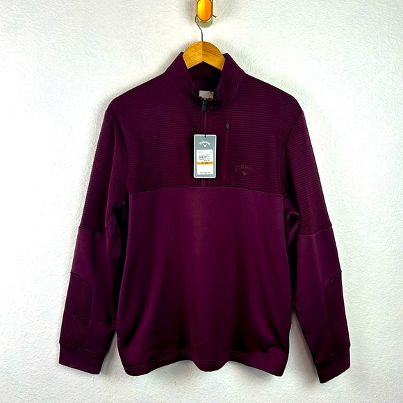 NWT Callaway Mens Burgundy Red 1/4 Zip Pullover Opti Dri Golf Sweatshirt Small - Picture 2 of 10